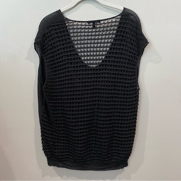 Eileen Fisher Sheer Fine Knit Cowl Neck Top Black Large - Picture 4 of 8